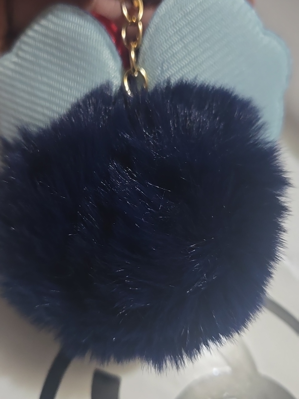 NEW..Polka Dot Red Bow Pom Keychain Charm - Women Accessories - Picture 3 of 3